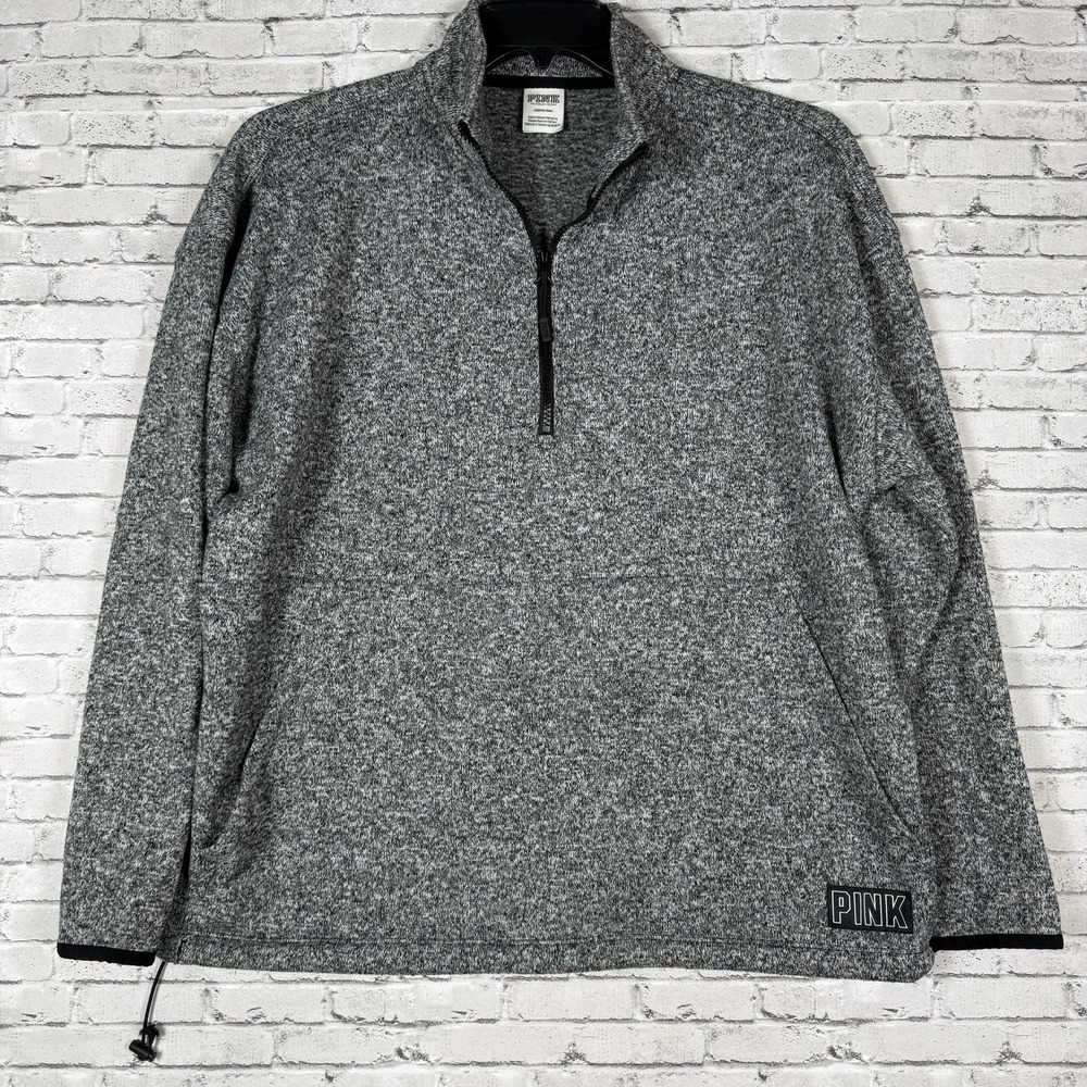 Victoria's Secret PINK Quarter-zip Pullover Oversized Sweatshirt Gray Size Large